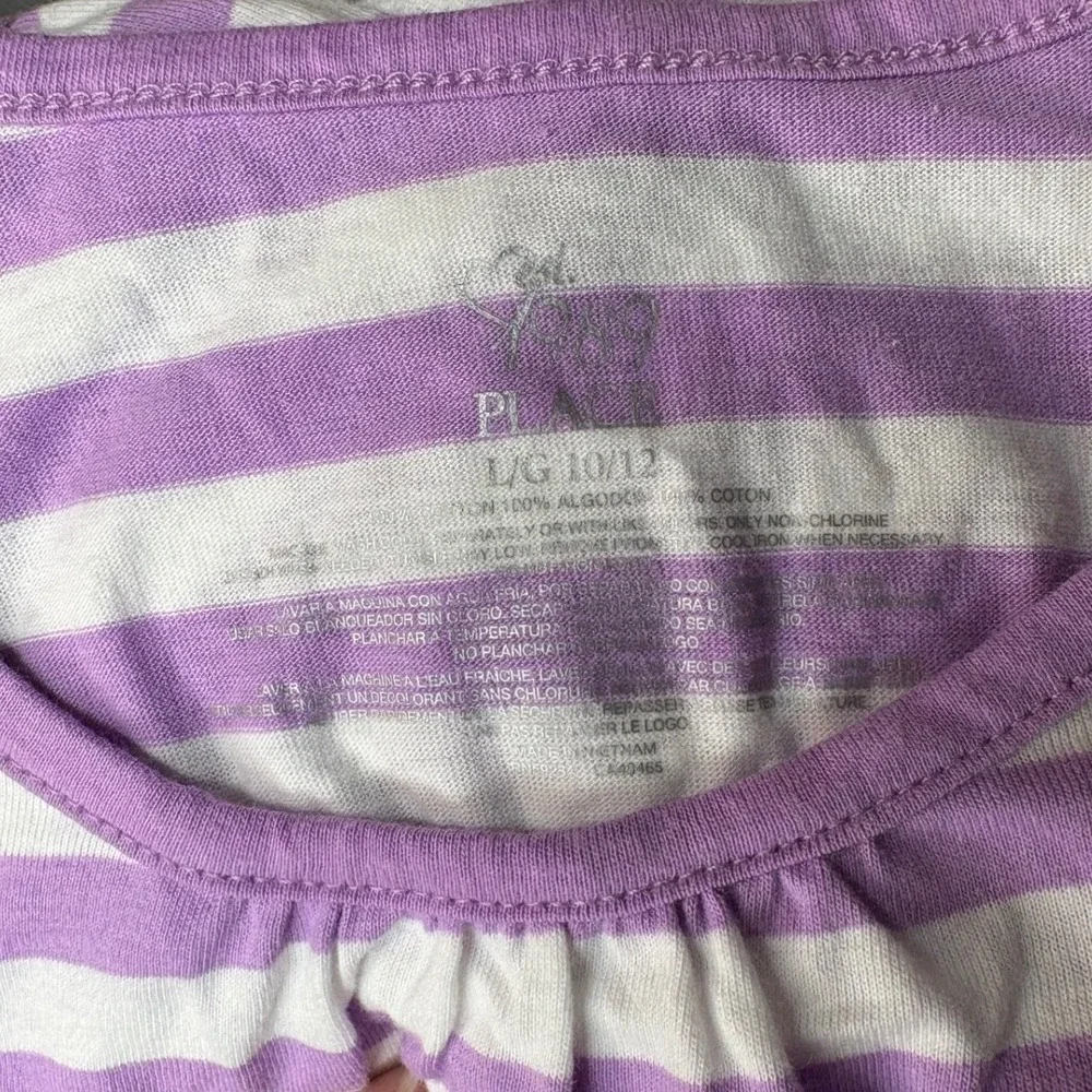 Children's Place Striped Top Lilac Mist Short Sleeve Shirt Kids Size L‎